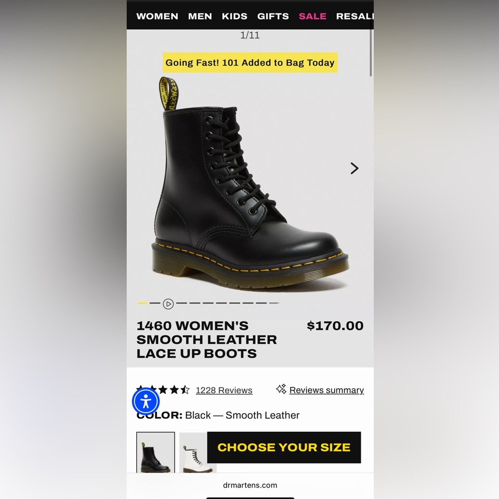Dr. Martens Smooth Leather Lace Up Boots!